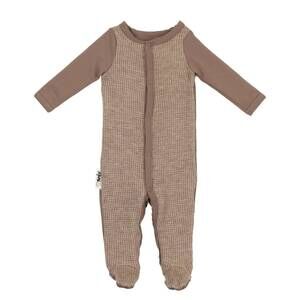 NEW MANIERE baby waffle snap footie in taupe
